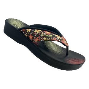 Tåsandal Sort med blomster